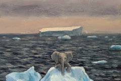 Elephant on Iceberg. 14x10. Oil on panel.