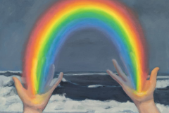 Rainbow Hands. 16x20. oil on canvas on board