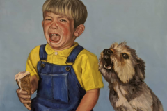 Crying Baby Barking Dog.  21x28.  Oil on canvas.