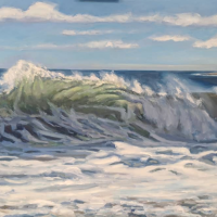 North Beach Wave. 30x48. Oil on canvas